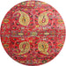 Round Traditional Red Persian Rug, tr1685
