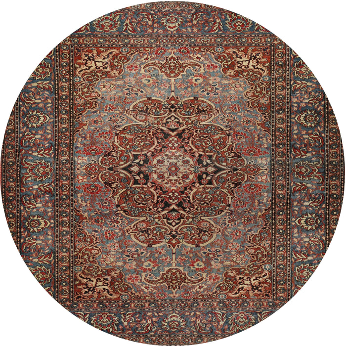 Square Machine Washable Traditional Dark Almond Brown Rug, wshtr1687