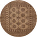 Round Traditional Saddle Brown Southwestern Rug, tr1690