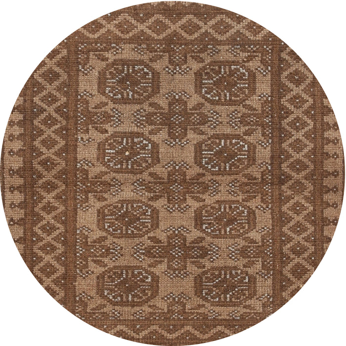 Round Traditional Saddle Brown Southwestern Rug, tr1692