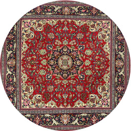 Square Machine Washable Traditional Saffron Red Rug, wshtr1693