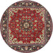 Square Machine Washable Traditional Saffron Red Rug, wshtr1693