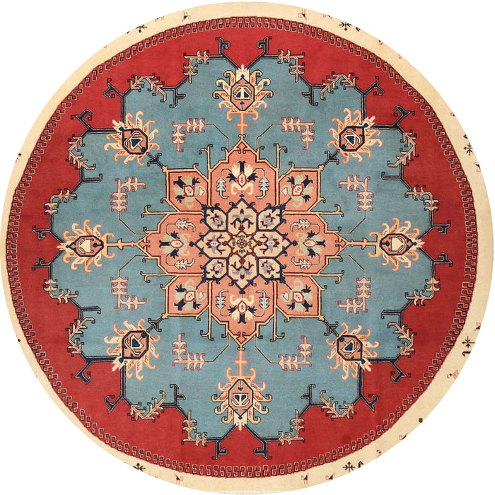 Round Traditional Sage Green Medallion Rug, tr1694