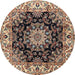 Round Traditional Bakers Brown Medallion Rug, tr1695