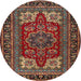 Square Machine Washable Traditional Saffron Red Rug, wshtr1696