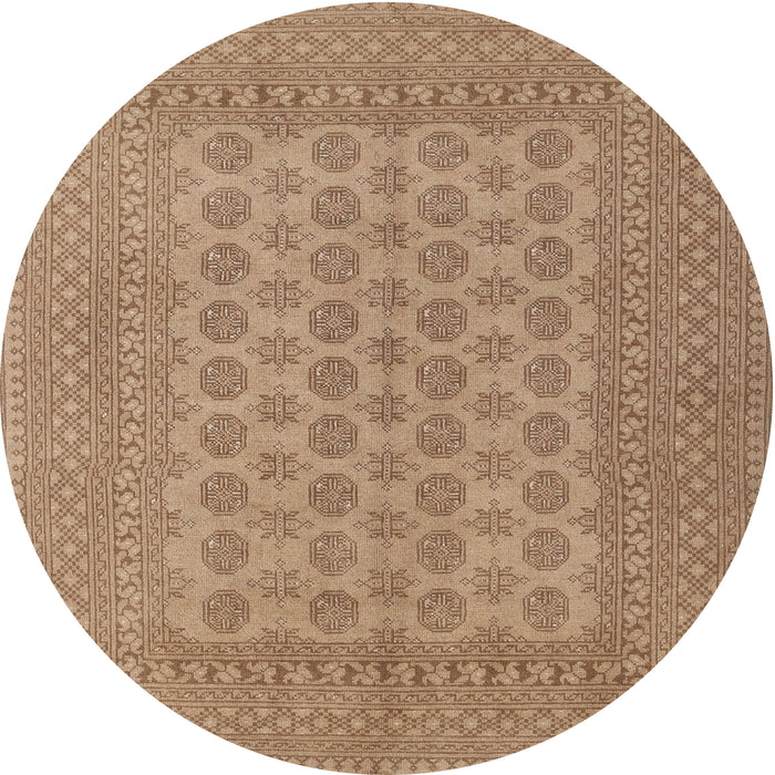 Round Traditional Light Brown Persian Rug, tr1697