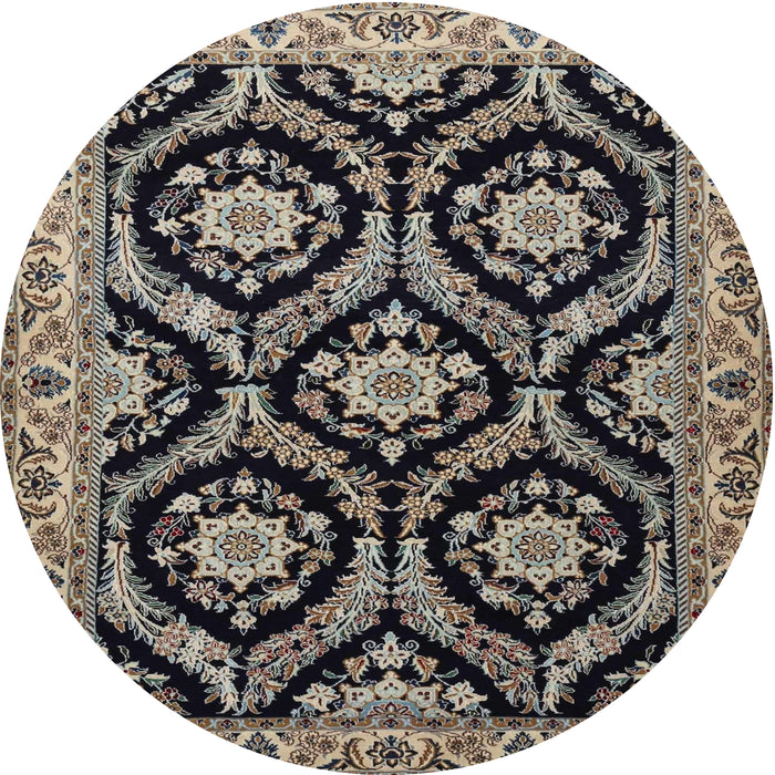 Square Machine Washable Traditional Charcoal Black Rug, wshtr1698