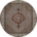 Round Traditional Dark Brown Medallion Rug, tr16