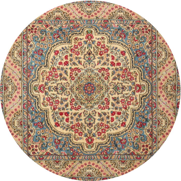 Round Traditional Sienna Brown Medallion Rug, tr1700