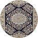 Round Traditional Tan Brown Medallion Rug, tr1702