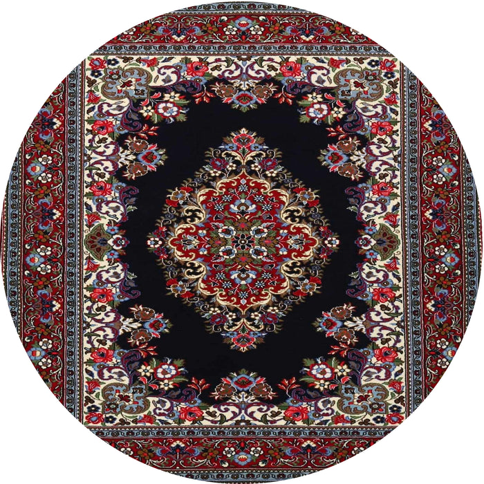 Round Traditional Dark Scarlet Red Medallion Rug, tr1703