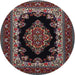 Round Traditional Dark Scarlet Red Medallion Rug, tr1703