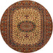 Square Machine Washable Traditional Saffron Red Rug, wshtr1707