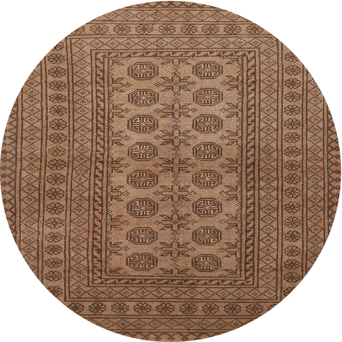 Round Traditional Saddle Brown Southwestern Rug, tr1708