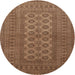 Round Traditional Saddle Brown Southwestern Rug, tr1708