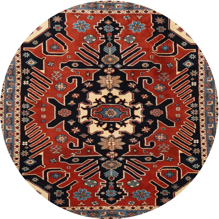 Round Traditional Dark Almond Brown Persian Rug, tr1709