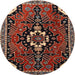 Round Traditional Dark Almond Brown Persian Rug, tr1709