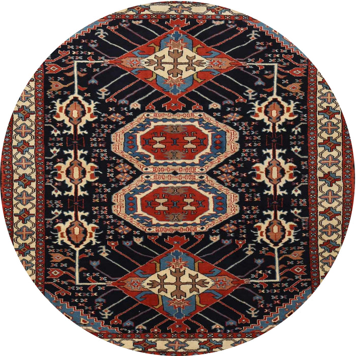 Round Traditional Dark Almond Brown Persian Rug, tr1711