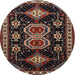 Round Traditional Dark Almond Brown Persian Rug, tr1711