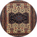 Square Machine Washable Traditional Dark Almond Brown Rug, wshtr1712