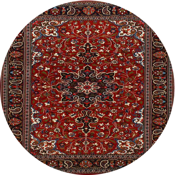 Round Traditional Sienna Brown Persian Rug, tr1713