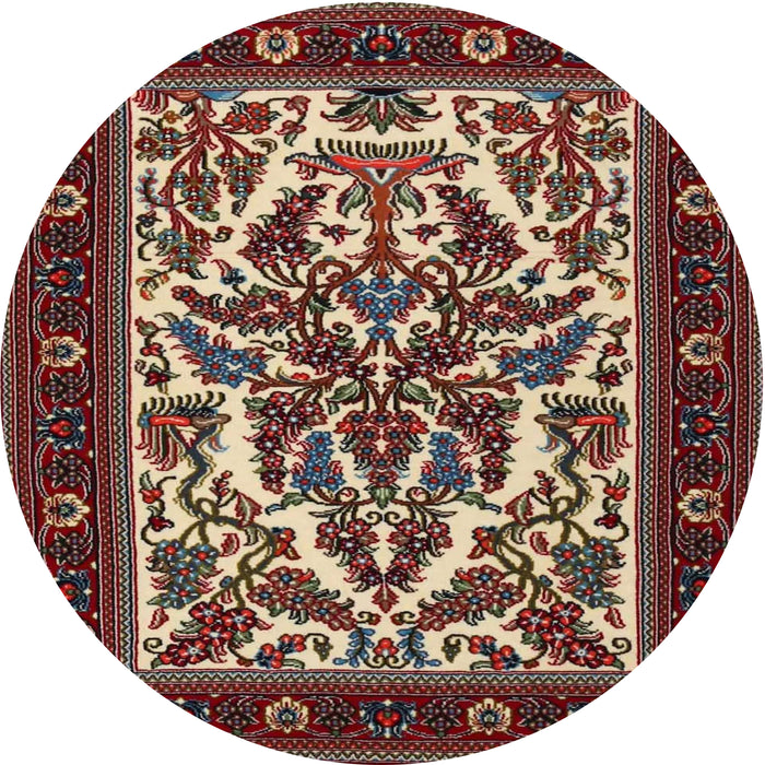 Round Traditional Saffron Red Persian Rug, tr1714