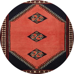 Round Traditional Deep Red Southwestern Rug, tr1715