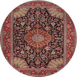 Square Machine Washable Traditional Saffron Red Rug, wshtr1716