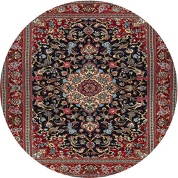 Round Traditional Dark Almond Brown Medallion Rug, tr1717