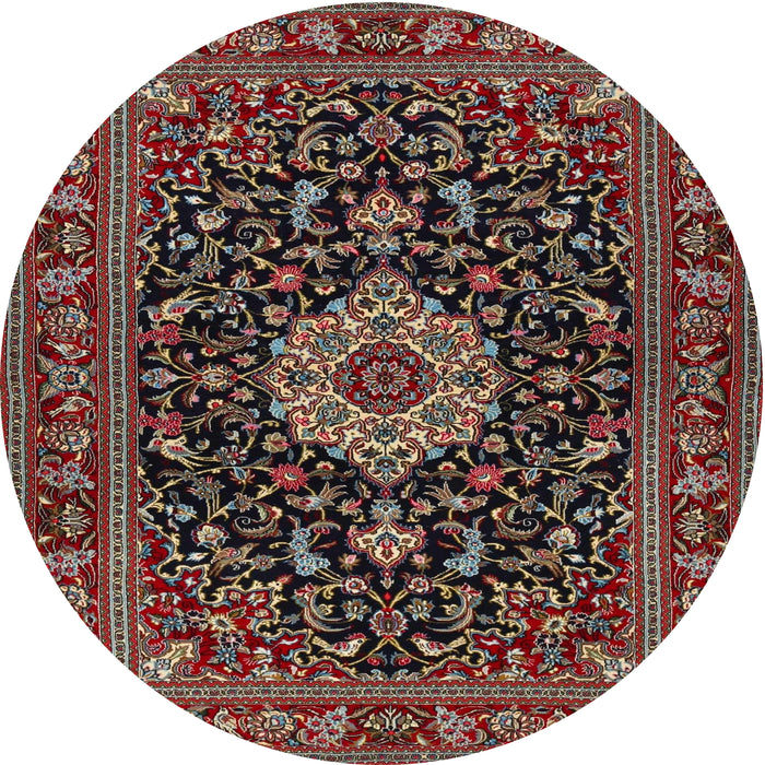 Round Traditional Dark Almond Brown Medallion Rug, tr1717