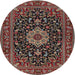 Round Traditional Dark Almond Brown Medallion Rug, tr1717