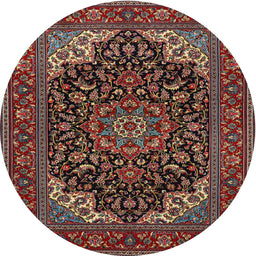 Square Machine Washable Traditional Dark Almond Brown Rug, wshtr1718