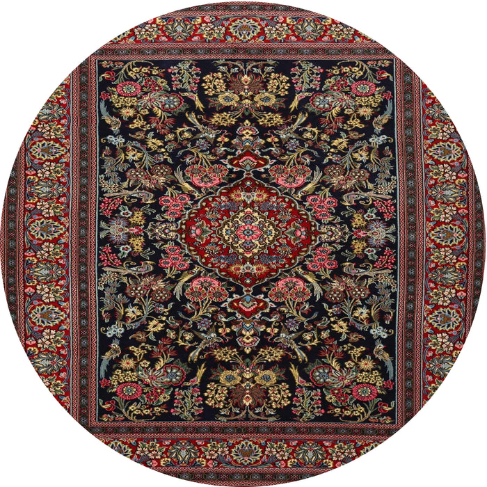 Round Traditional Dark Almond Brown Medallion Rug, tr1719