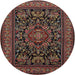 Round Traditional Dark Almond Brown Medallion Rug, tr1719