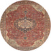 Square Machine Washable Traditional Brown Red Rug, wshtr171