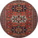 Square Machine Washable Traditional Dark Almond Brown Rug, wshtr1723