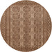 Round Traditional Saddle Brown Persian Rug, tr1724