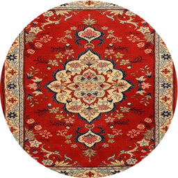 Square Machine Washable Traditional Red Rug, wshtr1725
