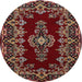 Round Traditional Dark Gold Brown Medallion Rug, tr1727