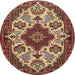 Round Traditional Saffron Red Medallion Rug, tr1729