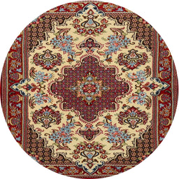 Square Machine Washable Traditional Saffron Red Rug, wshtr1729