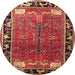 Round Traditional Red Animal Rug, tr172