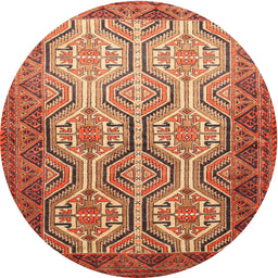 Round Traditional Mango Orange Persian Rug, tr1732
