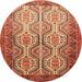 Square Machine Washable Traditional Mango Orange Rug, wshtr1732