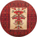 Round Traditional Red Persian Rug, tr1733