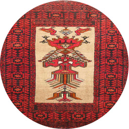 Square Machine Washable Traditional Red Rug, wshtr1733