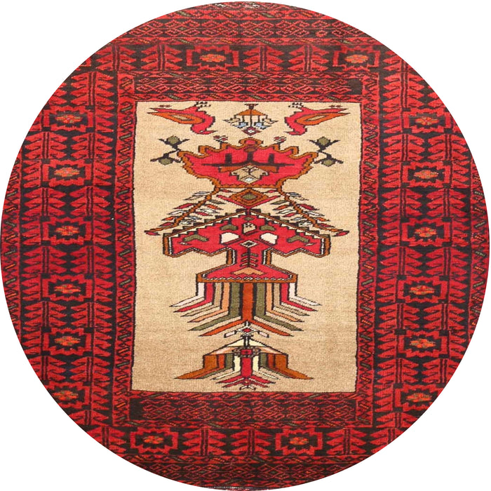 Square Machine Washable Traditional Red Rug, wshtr1733