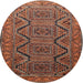 Round Traditional Bronze Brown Persian Rug, tr1735