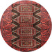 Round Traditional Cherry Red Persian Rug, tr1736