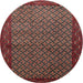 Square Machine Washable Traditional Saffron Red Rug, wshtr1737